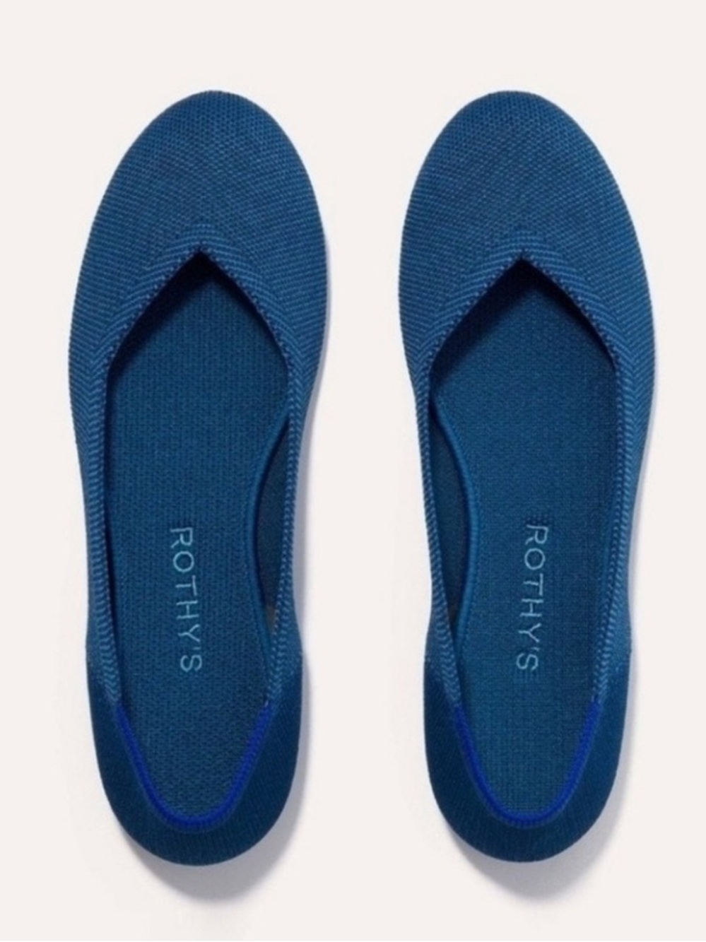 Rothy's Teal Knit Ballet Flat with Lime Green Insole